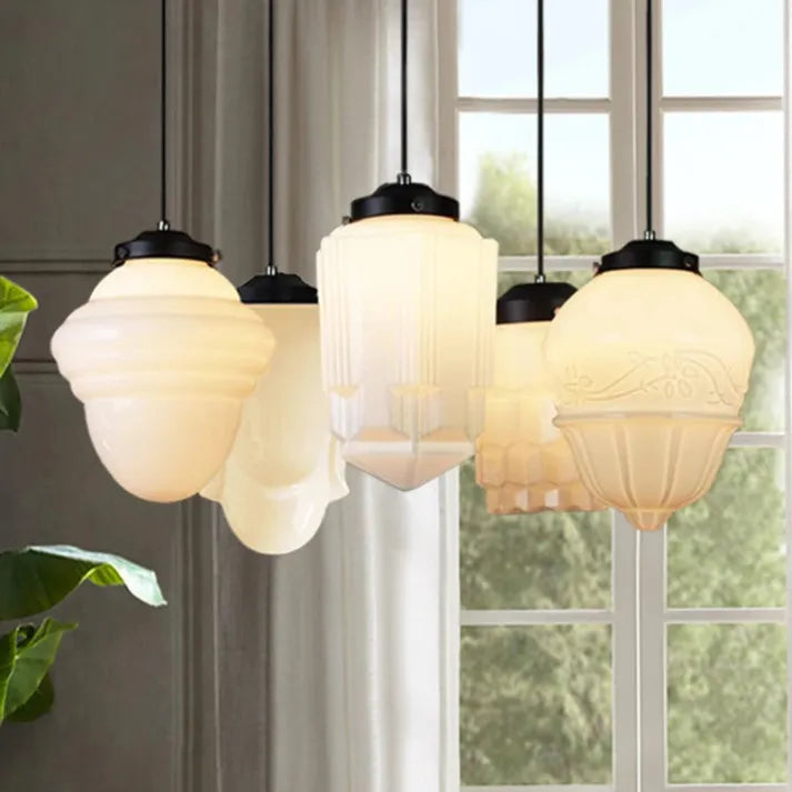 Geometryczna Lampa Wisząca ze Szkła Delikatne Oświetlenie do Wnętrz