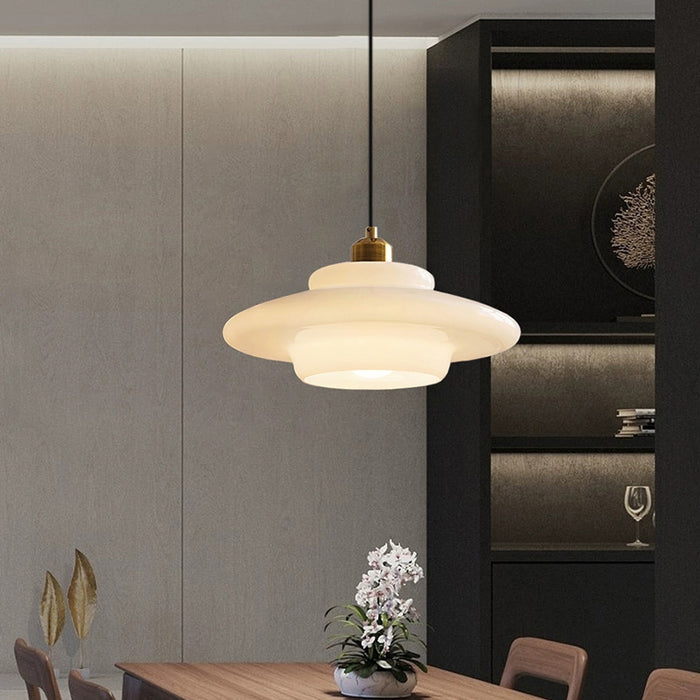 Nowoczesna Biała Szklana Lampa Wisząca