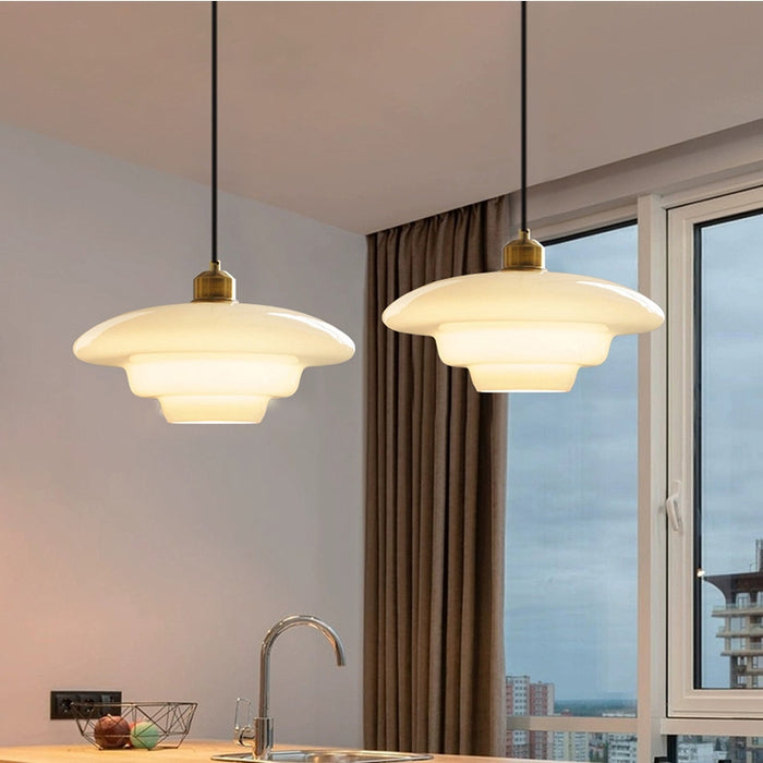 Nowoczesna Biała Szklana Lampa Wisząca