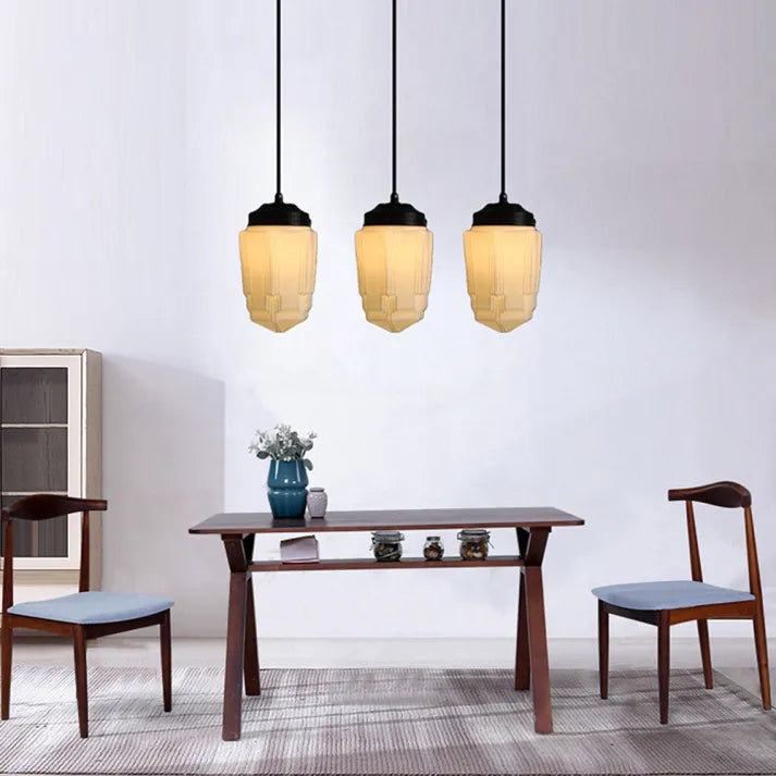 Geometryczna Lampa Wisząca ze Szkła Delikatne Oświetlenie do Wnętrz