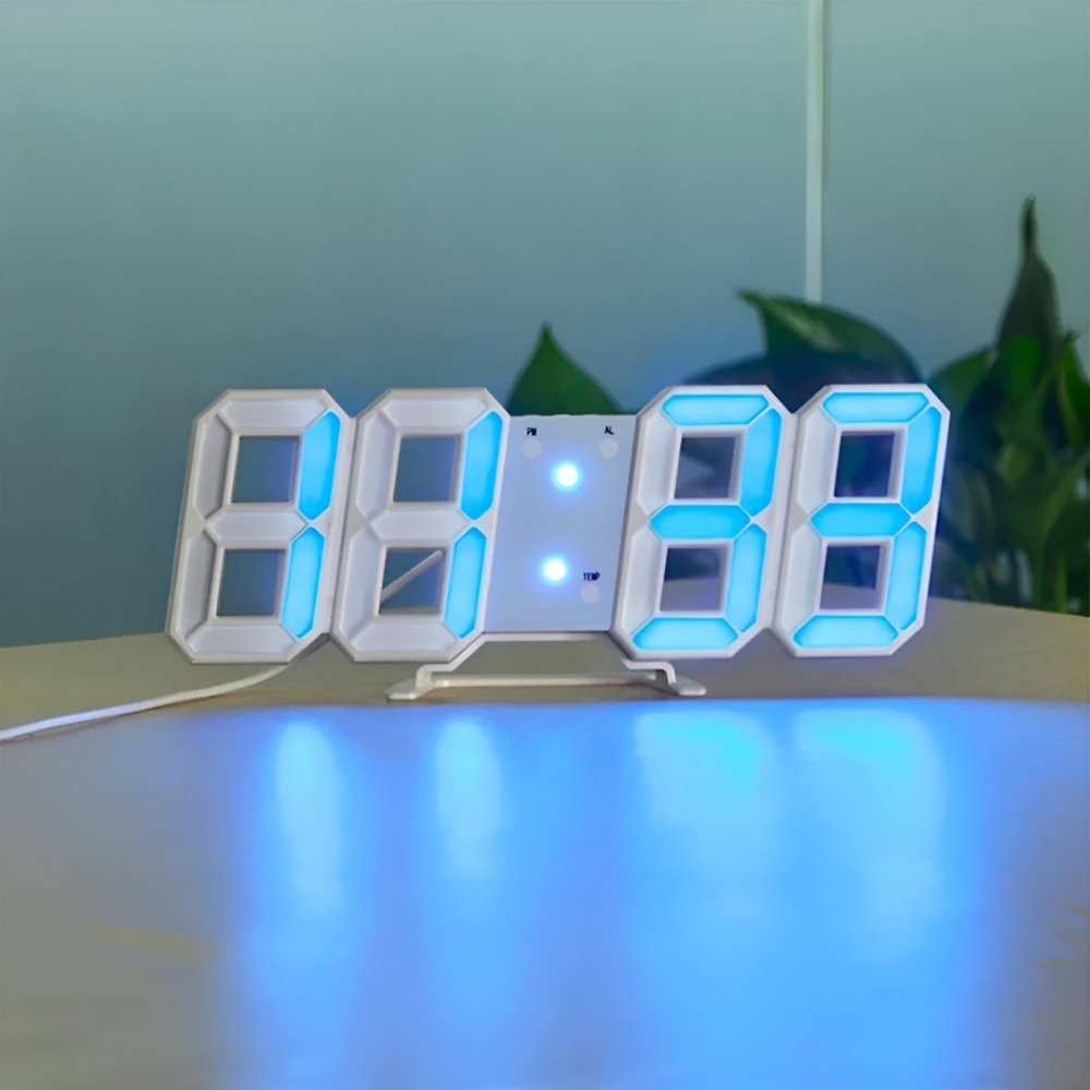 Jasny nowoczesny cyfrowy zegar LED ścienny