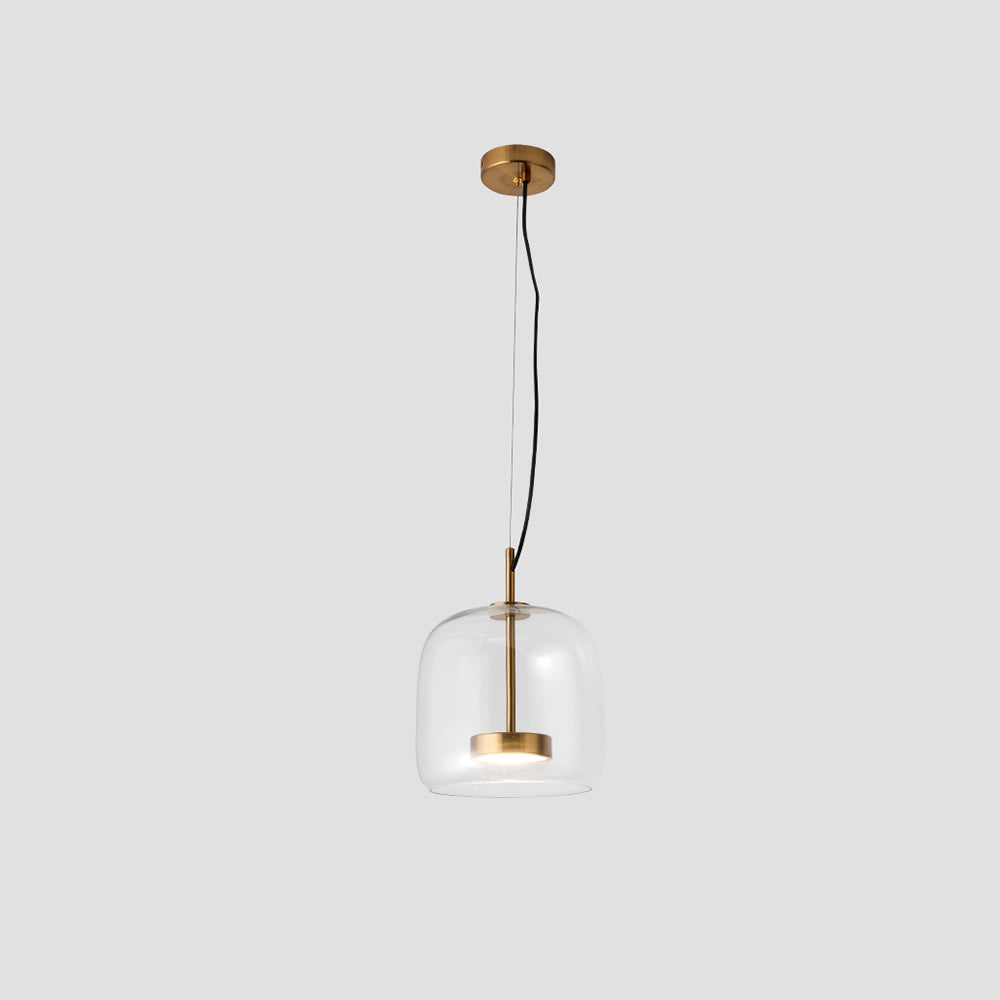 Vintage bursztynowa lampa wisząca ze złotymi detalami – ciepłe światło