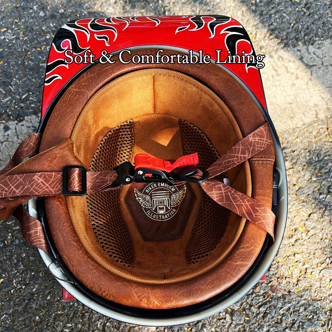 Miejski kask motocyklowy półskorupowy – Retro w stylu czapki z daszkiem z szybkim zapięciem