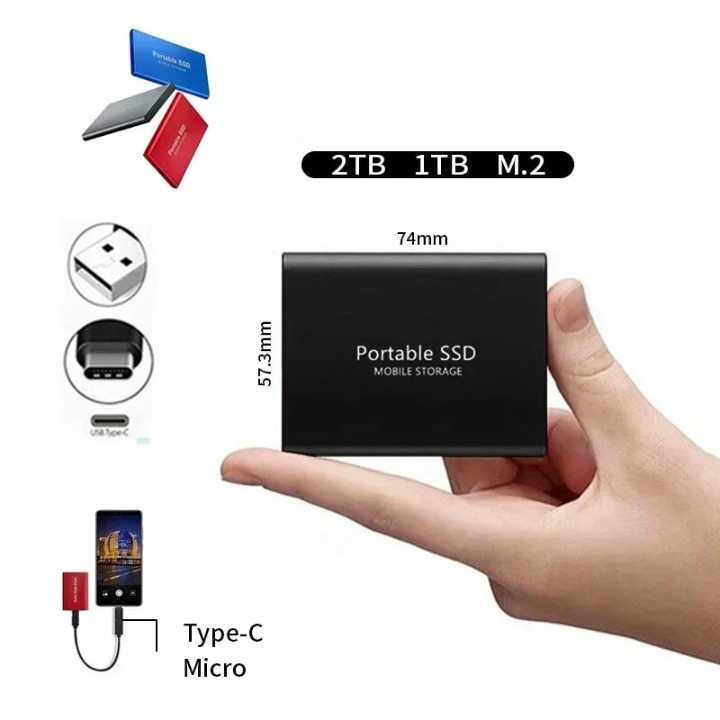 Wydajny 2TB zewnętrzny dysk SSD – Przenośna pamięć dla laptopów i komputerów stacjonarnych