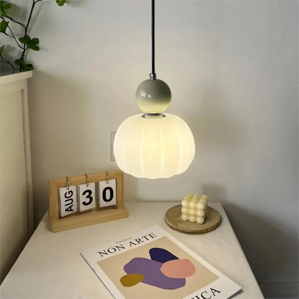 Elegancka Lampa Wisząca w Stylu Art Deco Kremowy Klosz Sufitowy