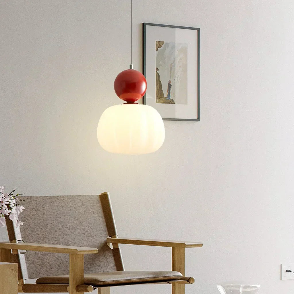 Elegancka Lampa Wisząca w Stylu Art Deco Kremowy Klosz Sufitowy