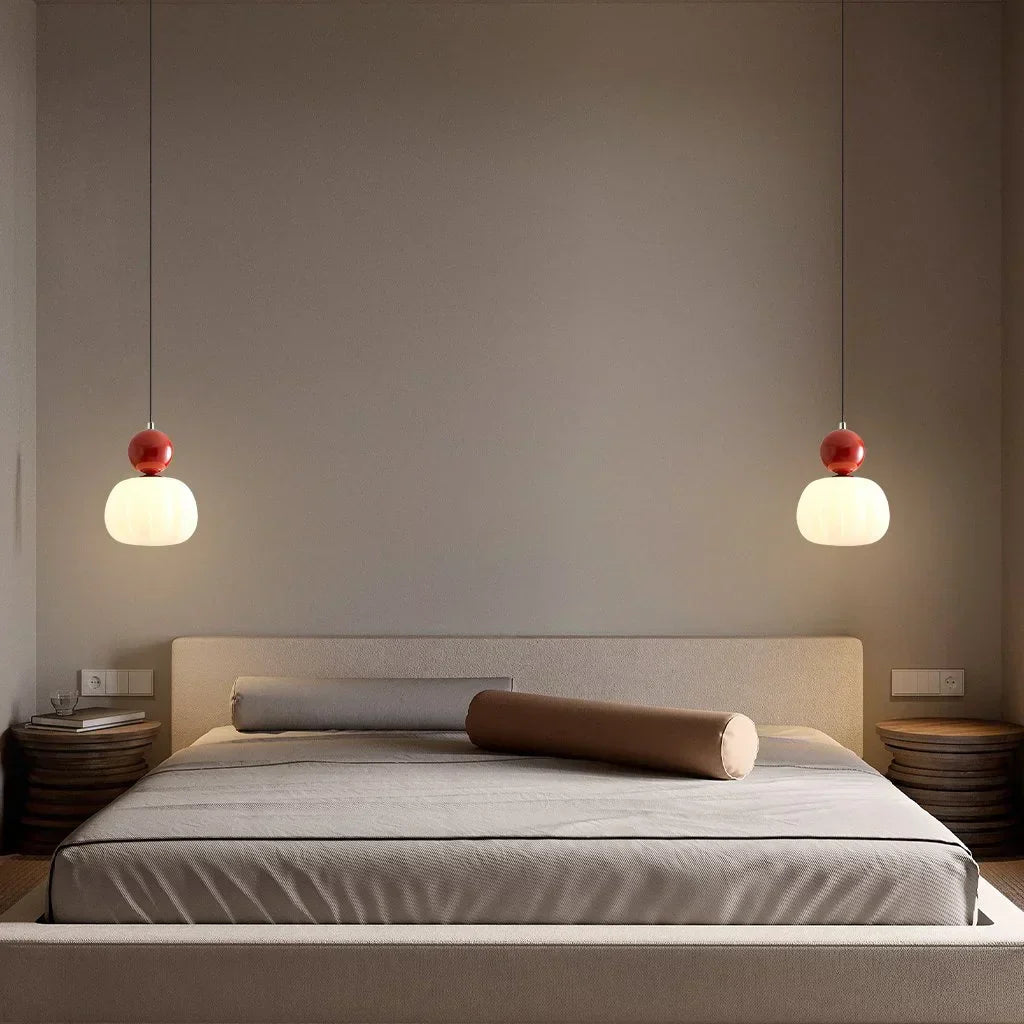 Elegancka Lampa Wisząca w Stylu Art Deco Kremowy Klosz Sufitowy