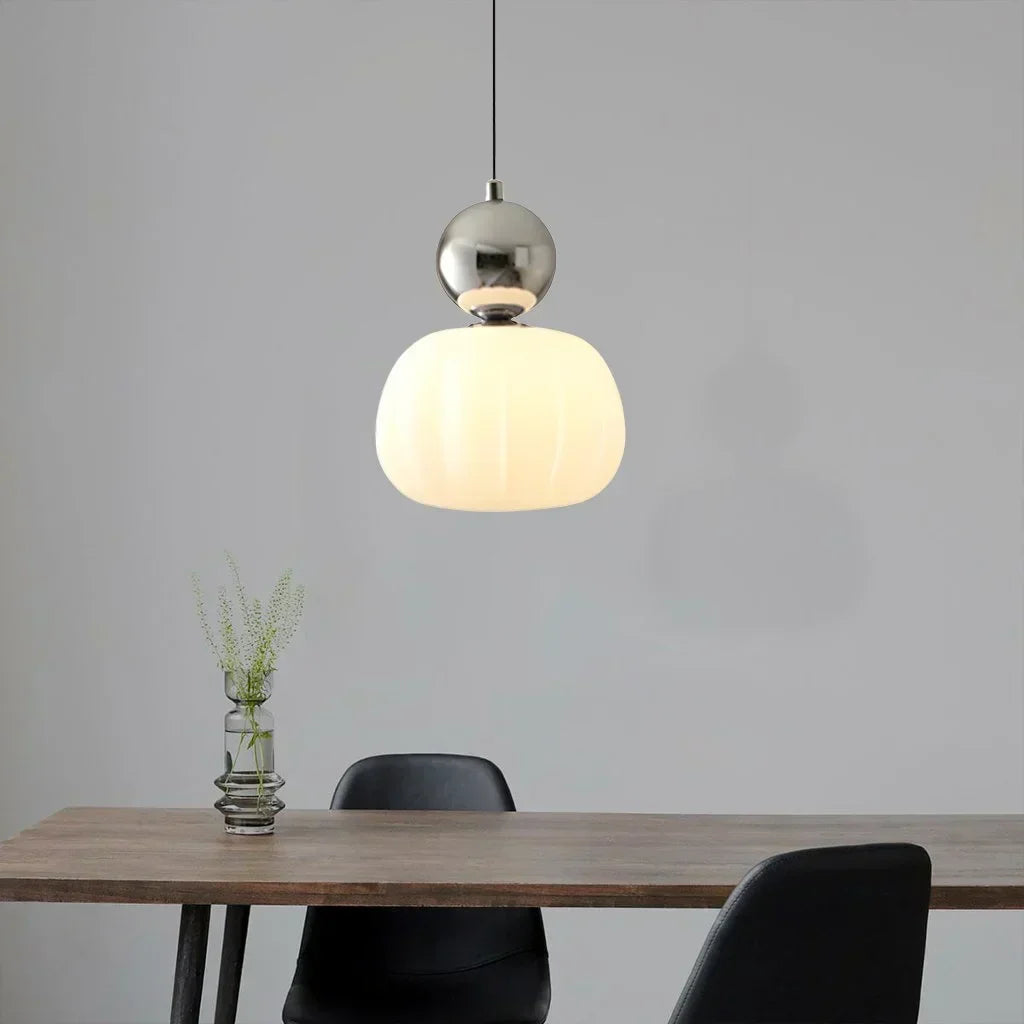 Elegancka Lampa Wisząca w Stylu Art Deco Kremowy Klosz Sufitowy