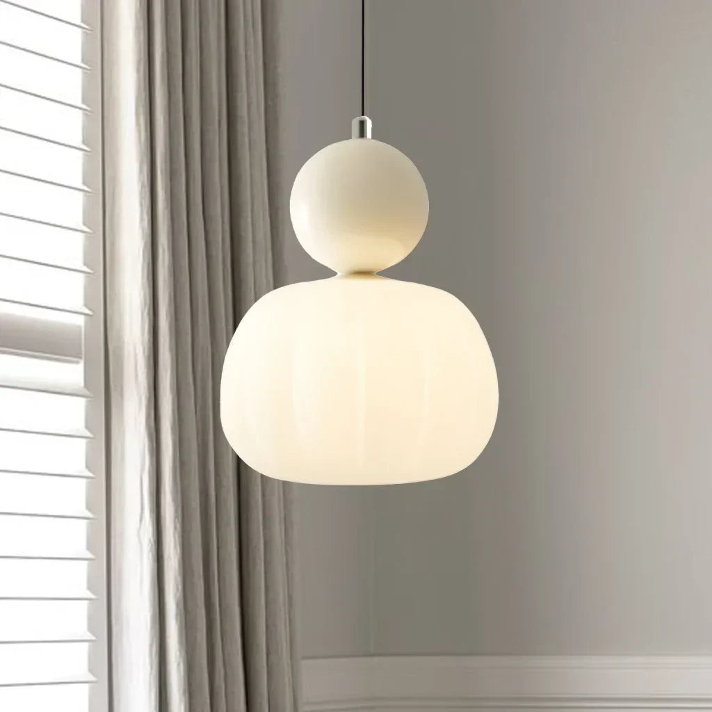 Elegancka Lampa Wisząca w Stylu Art Deco Kremowy Klosz Sufitowy