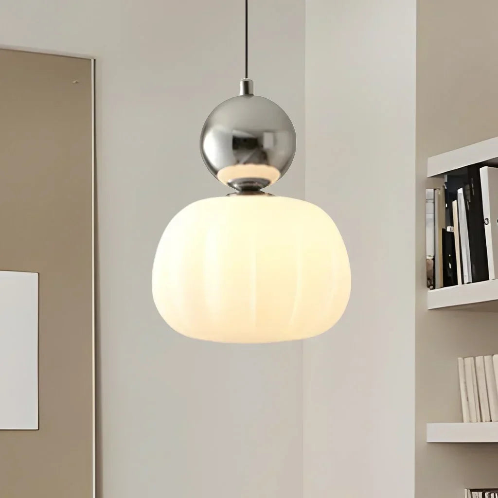 Elegancka Lampa Wisząca w Stylu Art Deco Kremowy Klosz Sufitowy