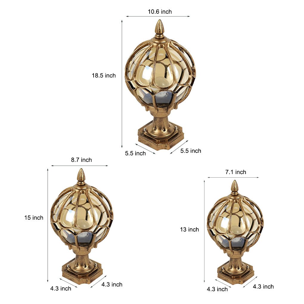 Zewnętrzna lampa w stylu vintage z kulistym kloszem Klasyczna lampa ogrodowa