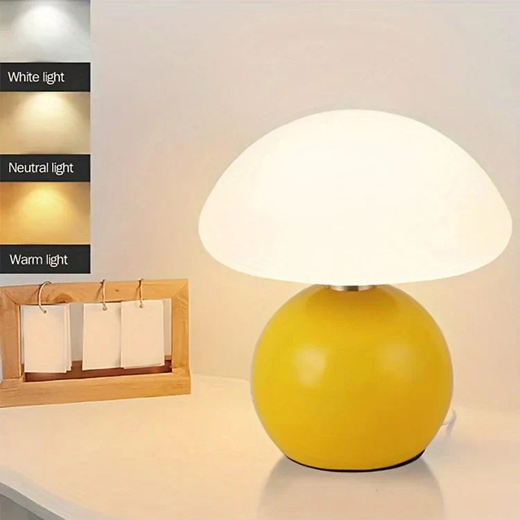 Elegancka minimalistyczna retro lampa grzybowa stołowa