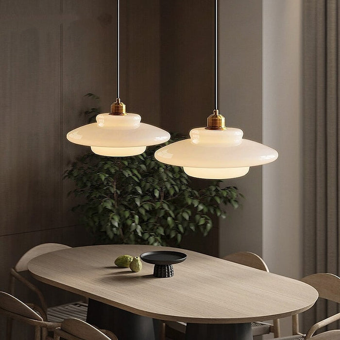 Nowoczesna Biała Szklana Lampa Wisząca