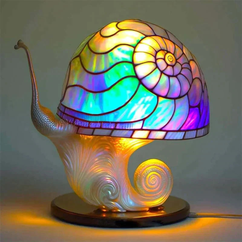 Fantasy Dekoracyjna Lampa Stołowa Ciepłe Światło w Stylu Witrażowym