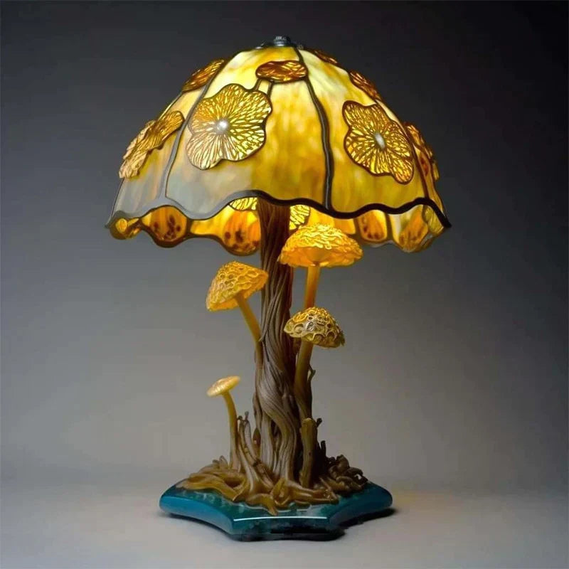 Fantasy Dekoracyjna Lampa Stołowa Ciepłe Światło w Stylu Witrażowym