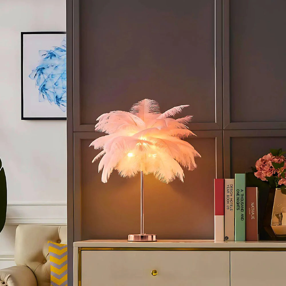 Charming feather palm room lamp with remote control