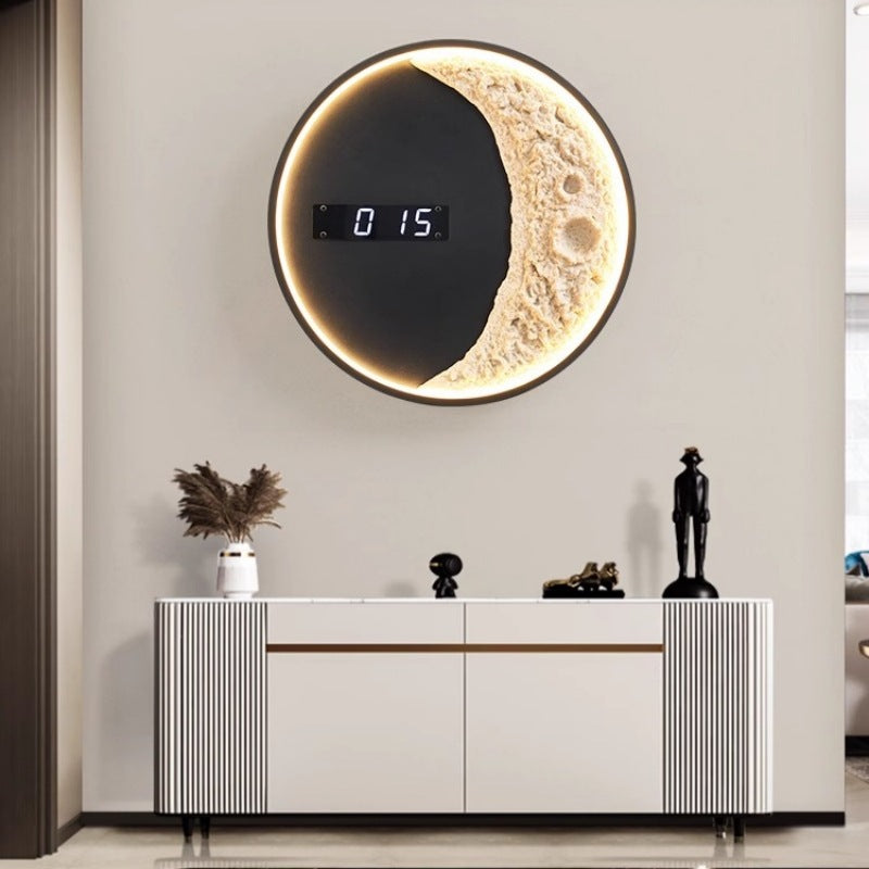Futuristic LED Wall Light with Moon, Astronaut, and Clock Motif