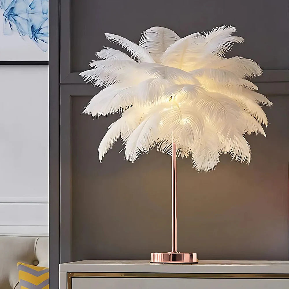 Charming feather palm room lamp with remote control