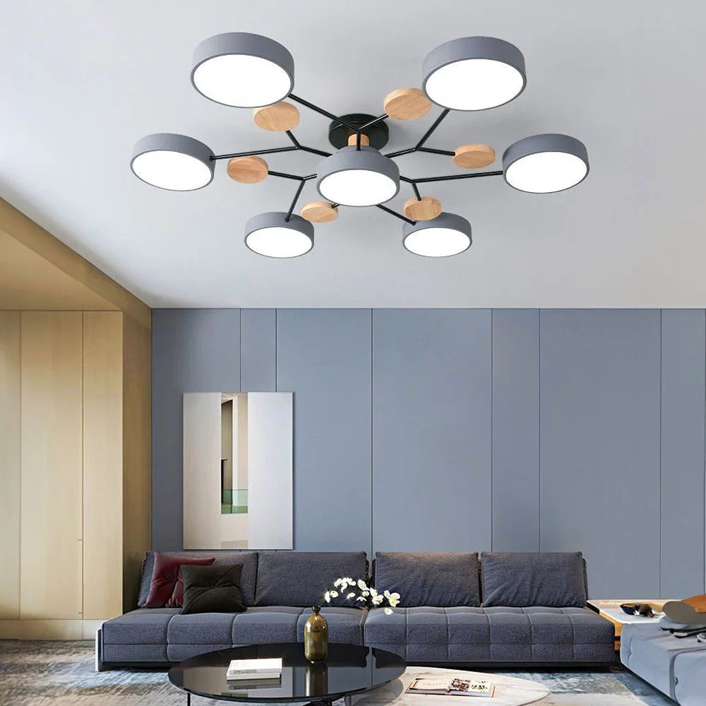 Lampada da soffitto LED rotonda geometrica e sottile per ambienti moderni