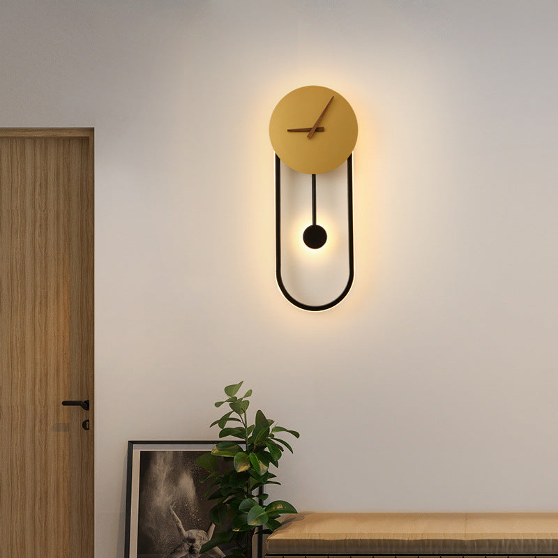 Scandinavian Oval LED Wall Lamp with Clock Motif