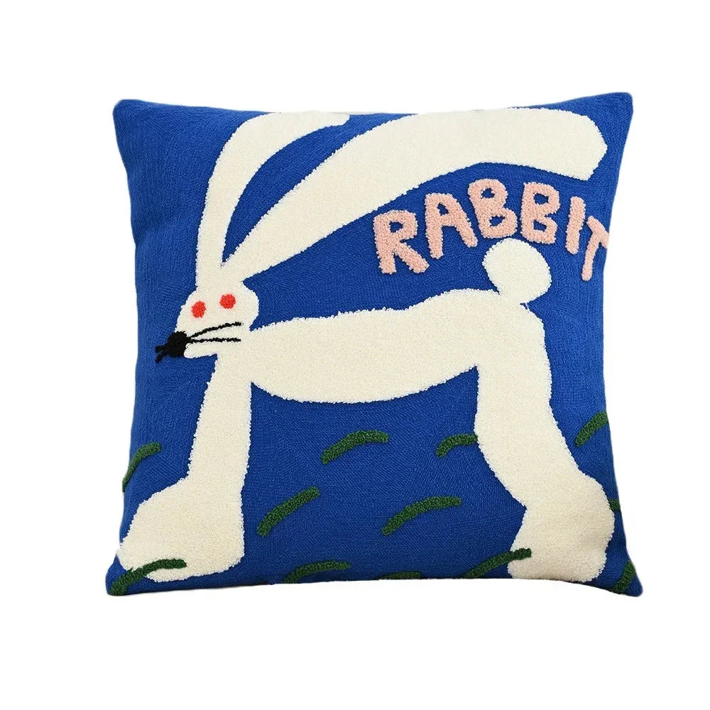 Decorative pillowcase with animal embroidery