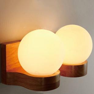 Boule moderne nordique en bois massif - Applique murale décorative