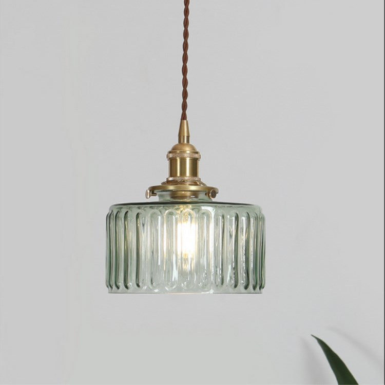 Lustre suspendu japonais classique en verre avec détails en laiton