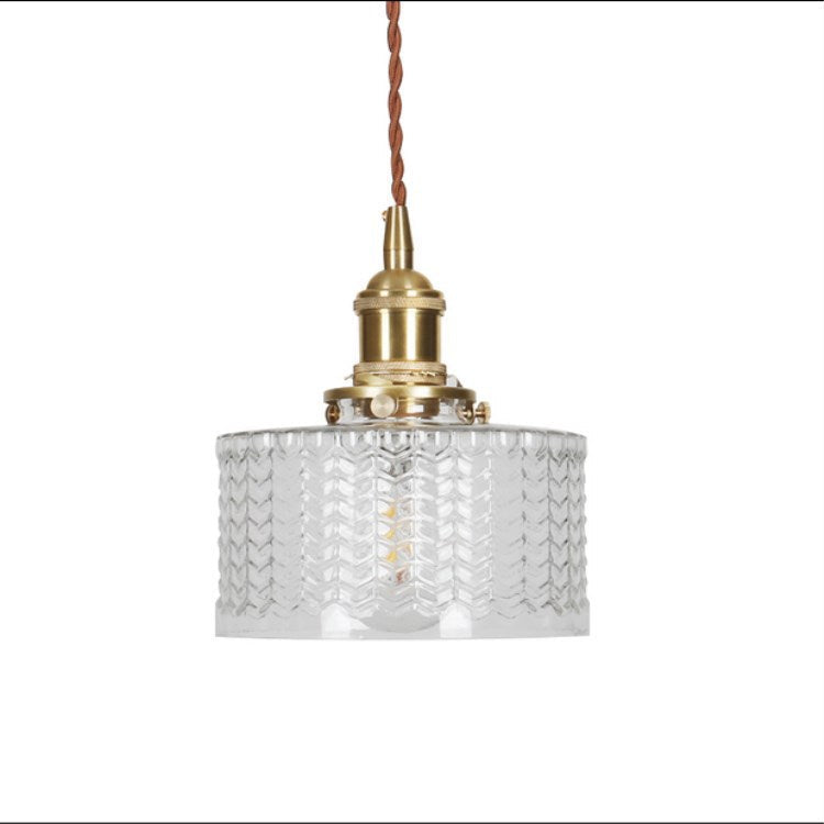 Lustre suspendu japonais classique en verre avec détails en laiton