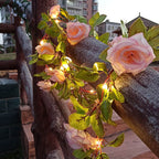 Waterproof outdoor LED lamp with rose-shaped string lights