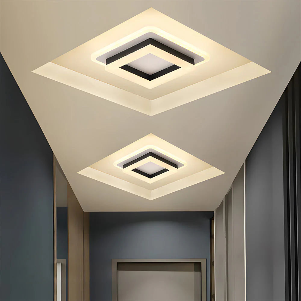 Ultradünne quadratische geometrische LED-Deckenleuchte im skandinavischen Stil