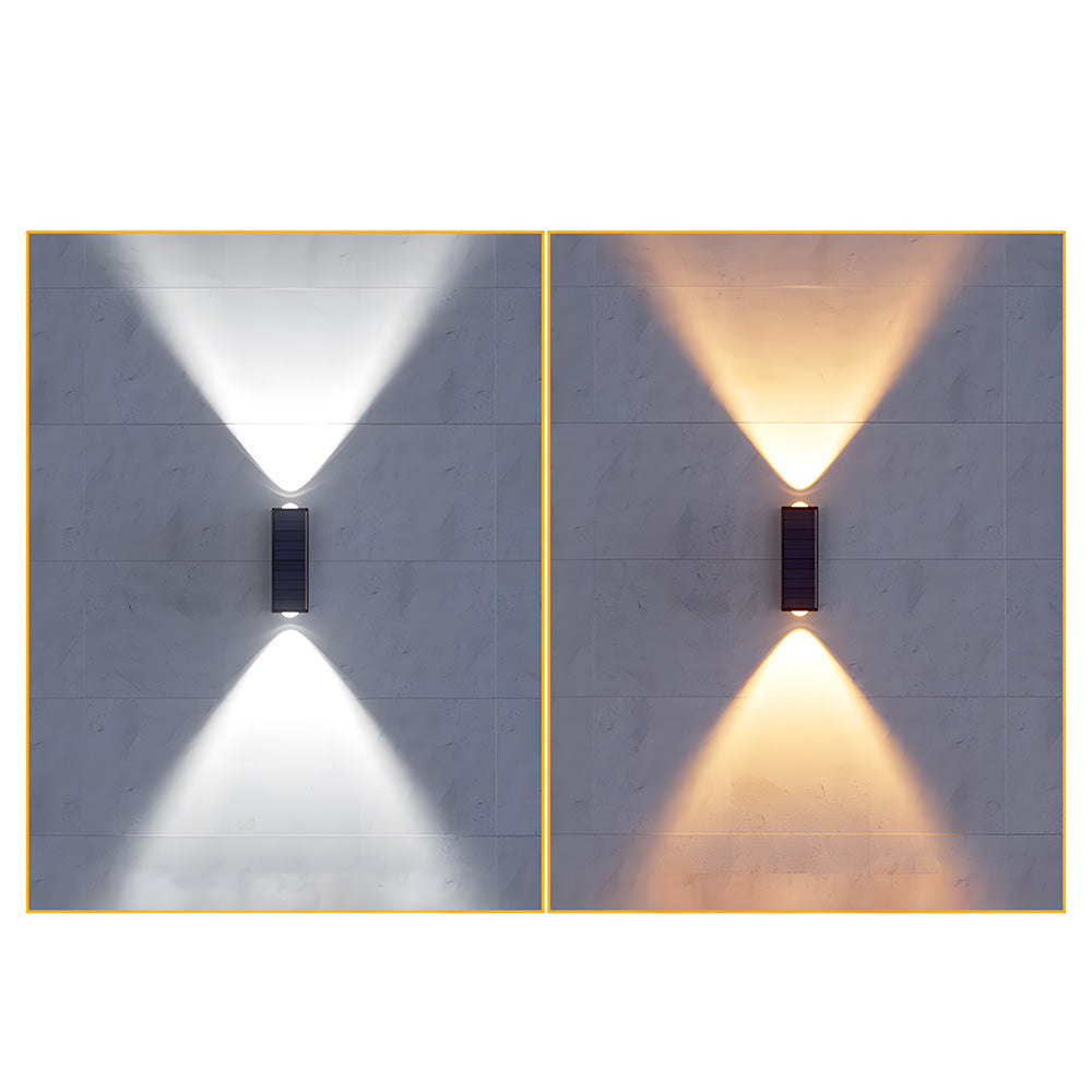Lampe murale extérieure moderne avec éclairage solaire vers le haut et vers le bas