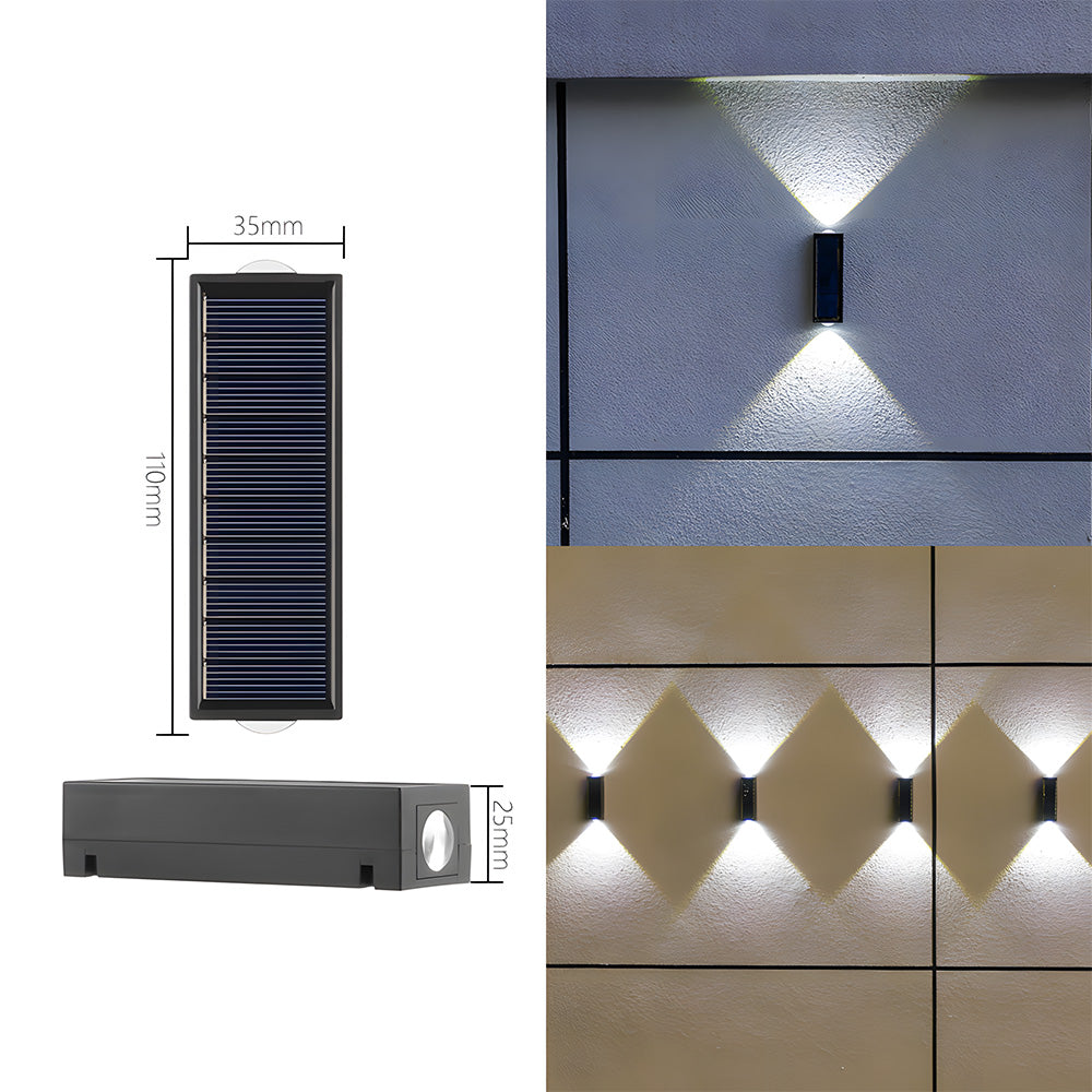 Lampe murale extérieure moderne avec éclairage solaire vers le haut et vers le bas