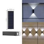 Lampe murale extérieure moderne avec éclairage solaire vers le haut et vers le bas