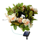 Waterproof outdoor LED lamp with rose-shaped string lights
