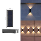 Lampe murale extérieure moderne avec éclairage solaire vers le haut et vers le bas