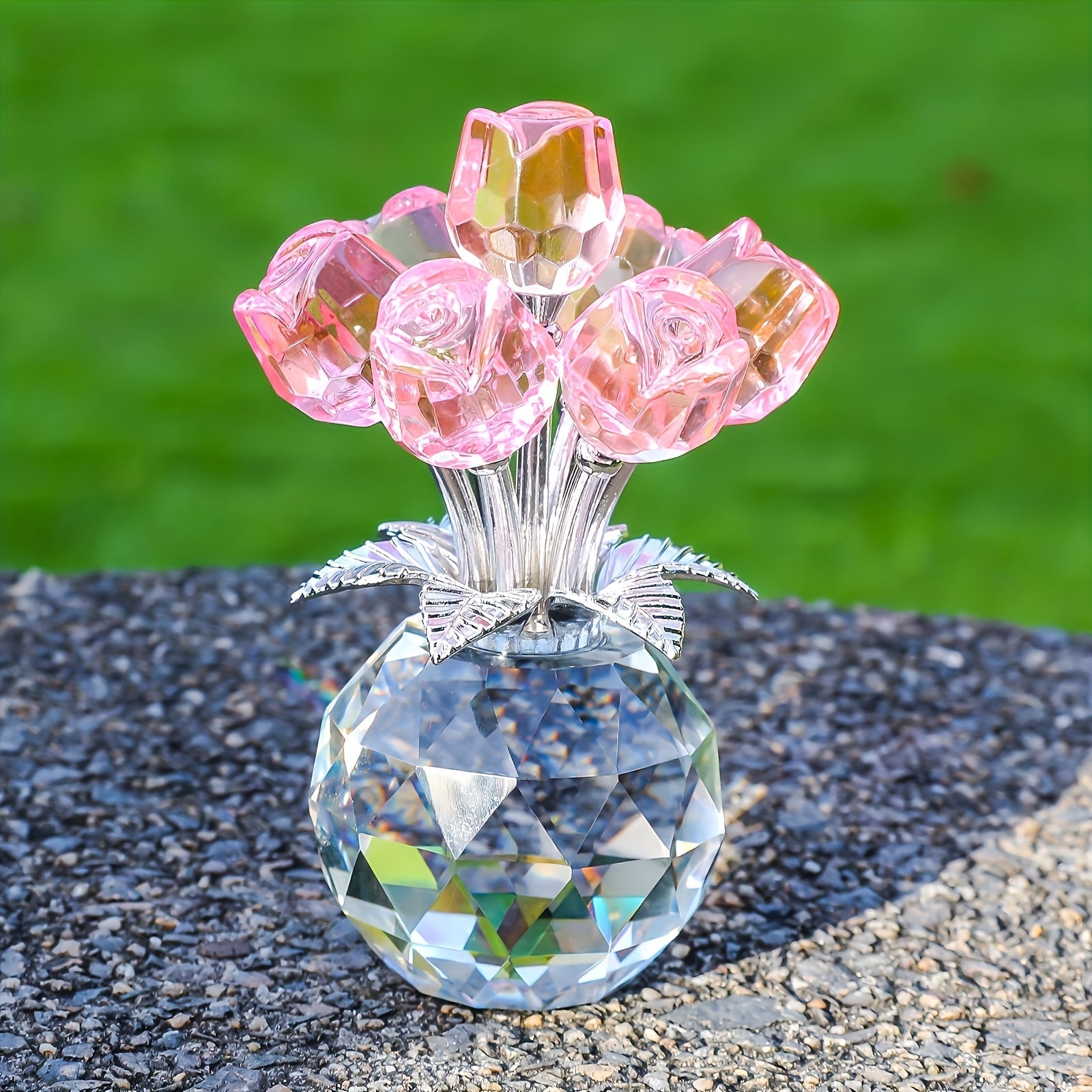 Bouquet eterno di rose decorative in cristallo – regalo ideale per la Festa della Mamma