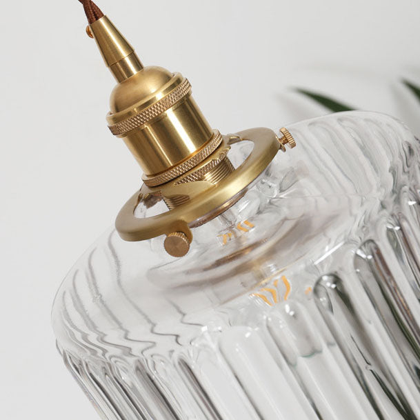 Lustre suspendu japonais classique en verre avec détails en laiton