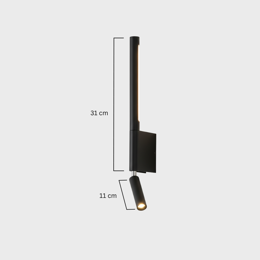LED wall lamp with double light beam effect for living spaces