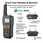 Regulowana wodoodporna obroża szkoleniowa dla psów  –  1000m ładowalna  i sterowana pilotem