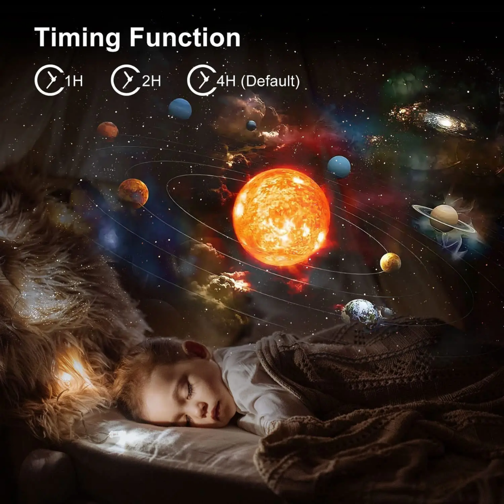Creative HD 360° projector with galaxy and rotating star light