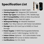 Nowoczesny bezprzewodowy dzwonek wideo z obrazem HD