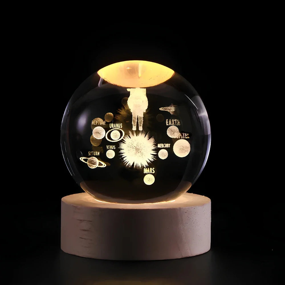 Sfera di cristallo 3D pianeta LED luminosa decorativa