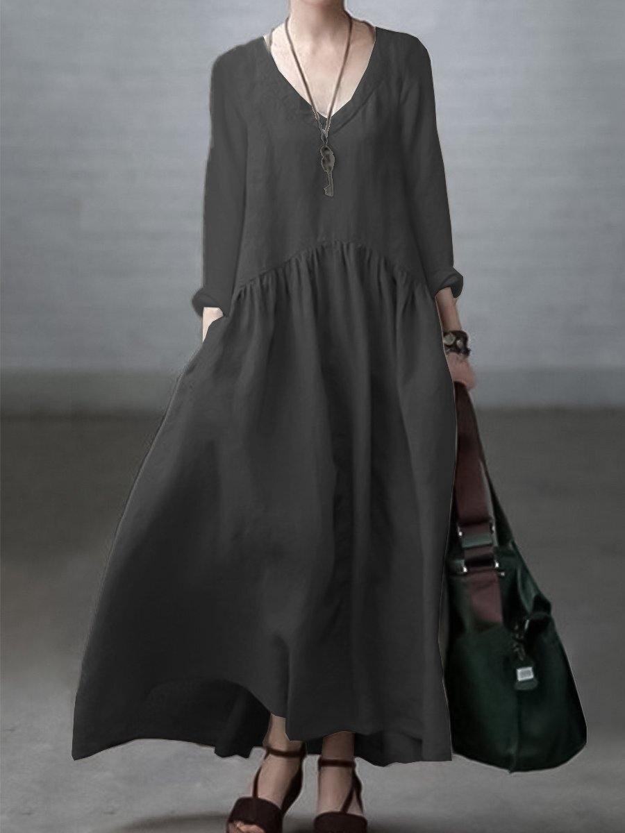 Vestito da donna casual maxi taglio ampio con scollo a V per tutti i giorni