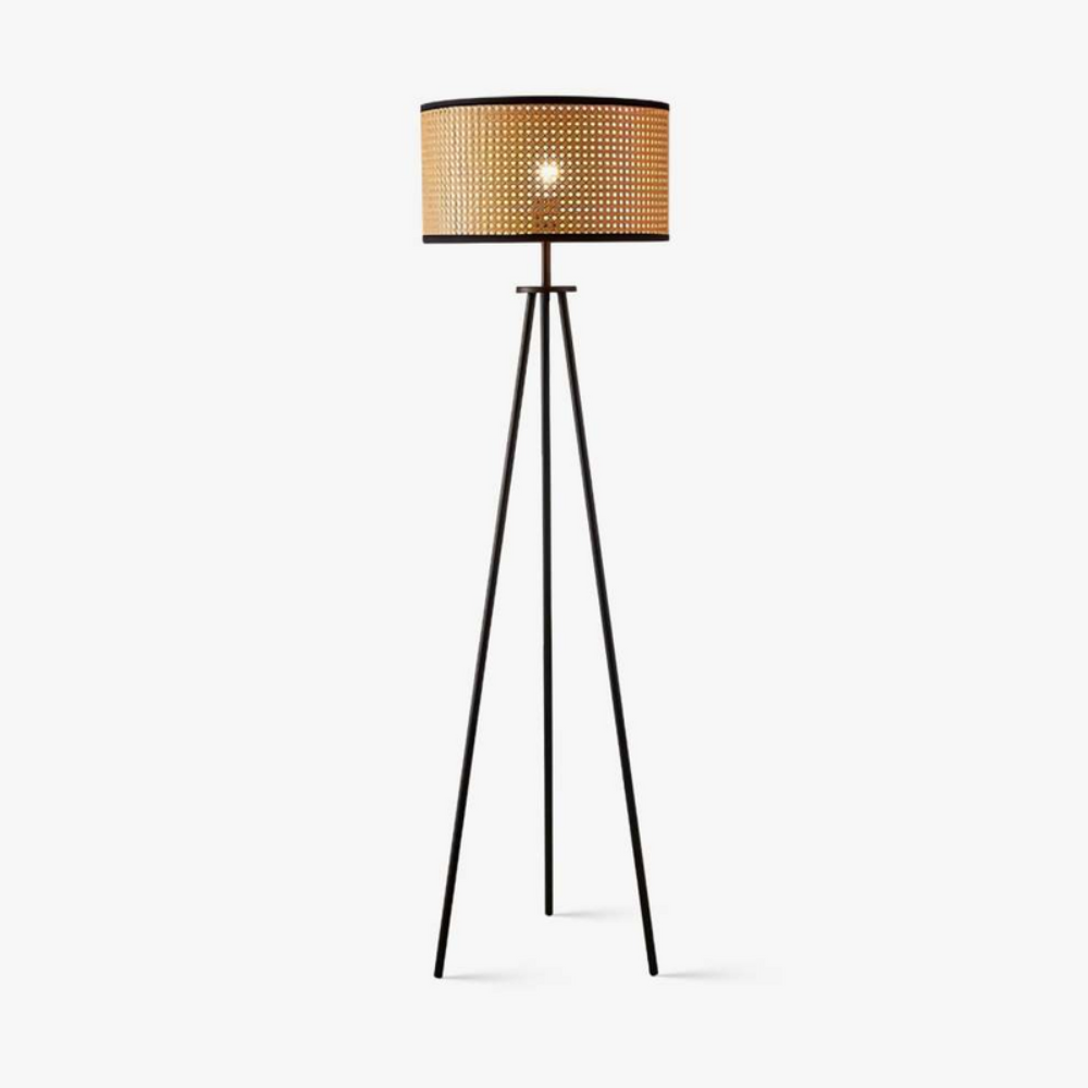 Lampada da terra artistica in stile boho con struttura curva