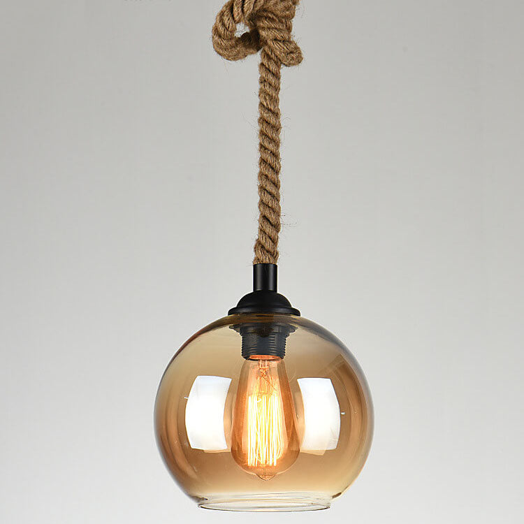 Wisząca lampa sufitowa kula retro pojedyncza oprawa