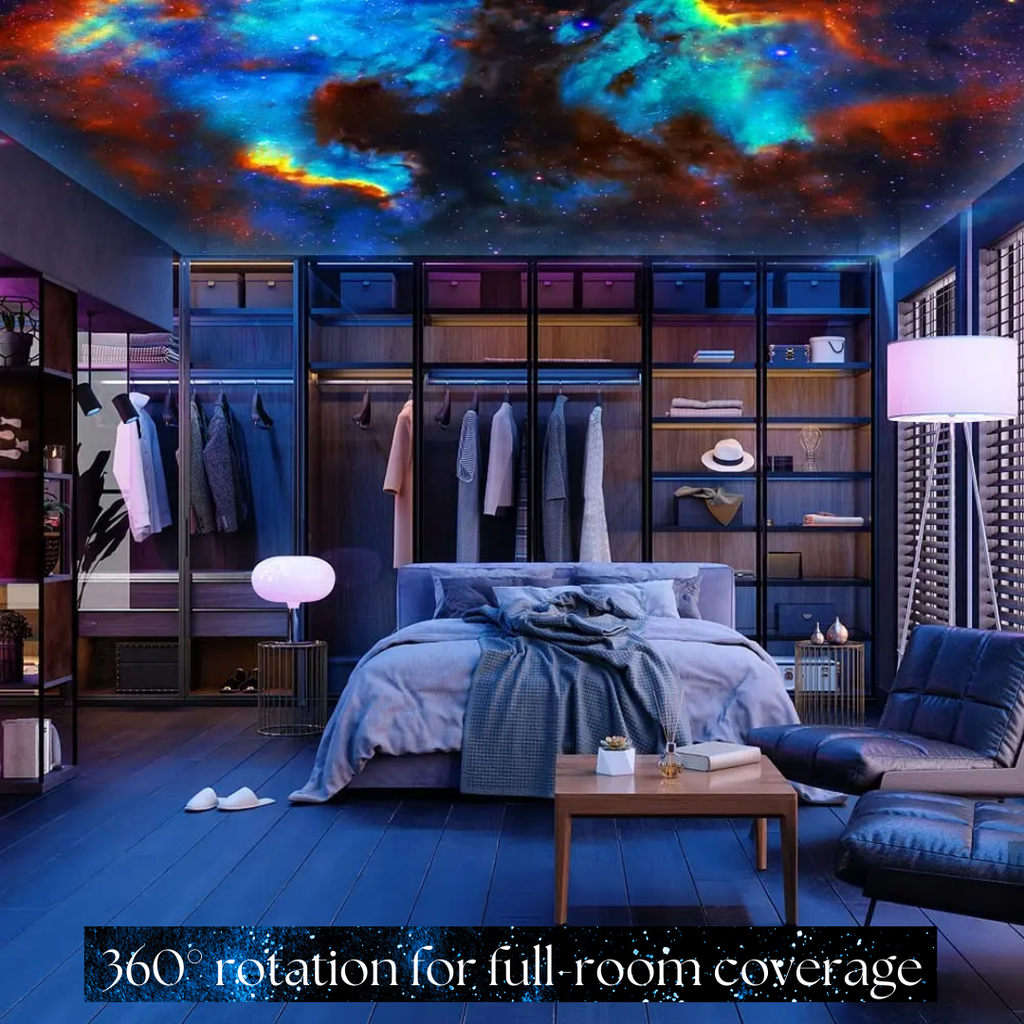 Creative HD 360° projector with galaxy and rotating star light