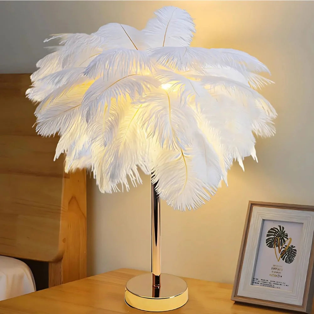 Charming feather palm room lamp with remote control
