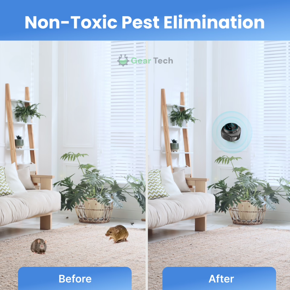 Répulsif ultrasonique efficace contre les rongeurs avec prise pour usage intérieur et extérieur – Sans produits chimiques, couverture jusqu'à 3200 pieds carrés