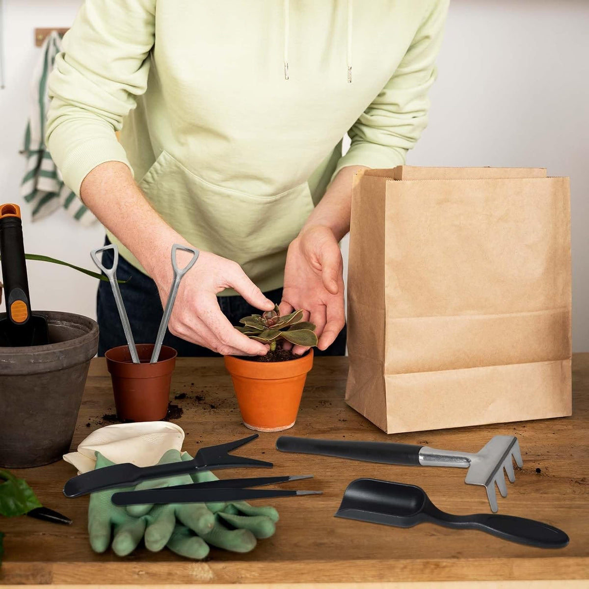 12-Piece Mini Gardening Tool Set for Succulents with Storage Bag - Image 6