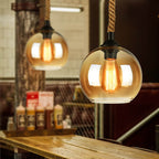 Wisząca lampa sufitowa kula retro pojedyncza oprawa